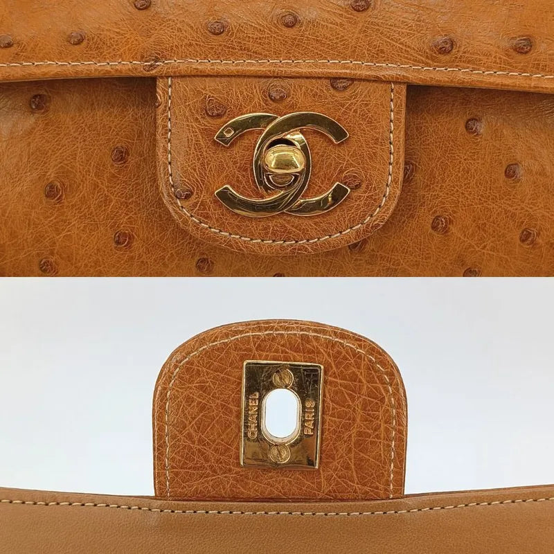 sh018-chanel-vintage-brown-ostrichskin-23cm-classic-flap-bag
