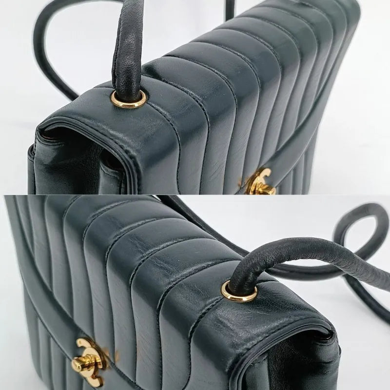 js052-chanel-vintage-dark-green-lambskin-vertical-flap-bag