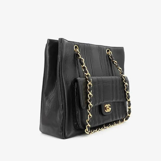 jq883-chanel-vintage-black-lambskin-flap-tote-bag