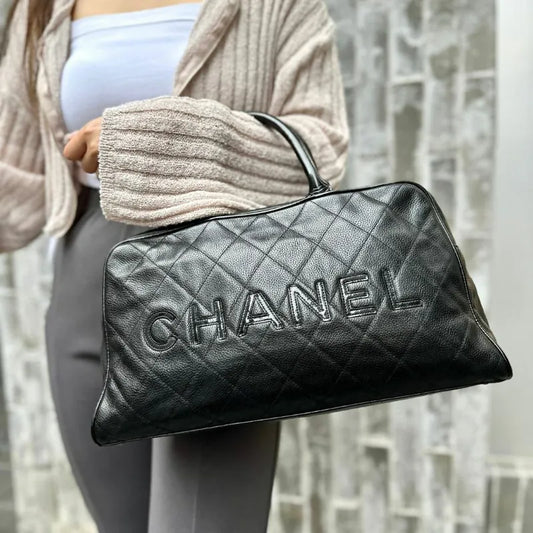 c463-chanel-vintage-black-caviar-leather-boston-bag