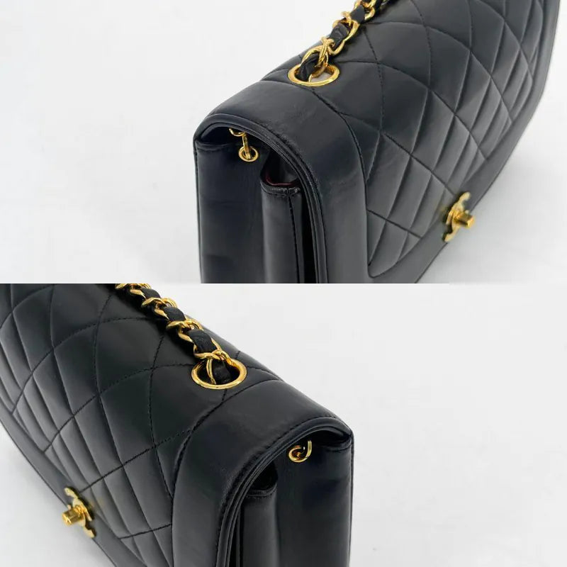 jw868-chanel-vintage-black-lambskin-25cm-diana-flap-bag