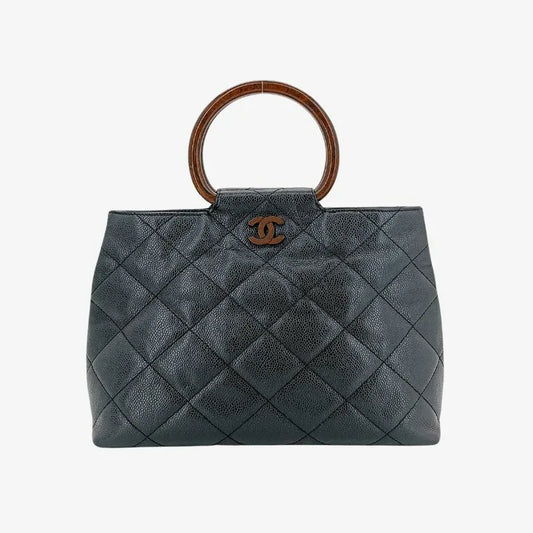 jw207-chanel-vintage-black-caviar-leather-wood-handle-handbag