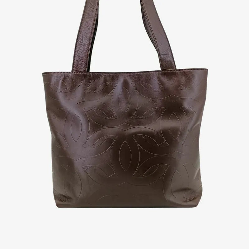 jw252-chanel-vintage-brown-lambskin-cc-embossed-tote-bag