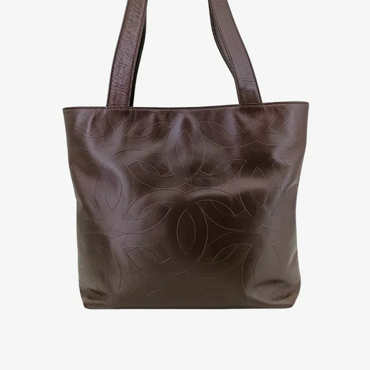 jw252-chanel-vintage-brown-lambskin-cc-embossed-tote-bag