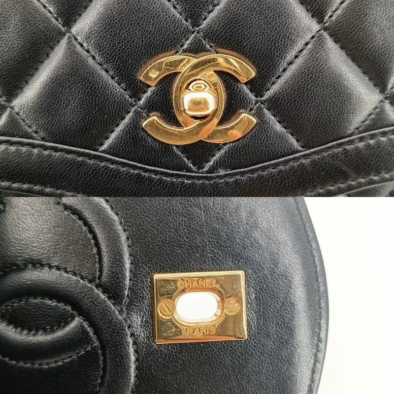 js608-chanel-vintage-black-lambskin-quilted-flap-bag