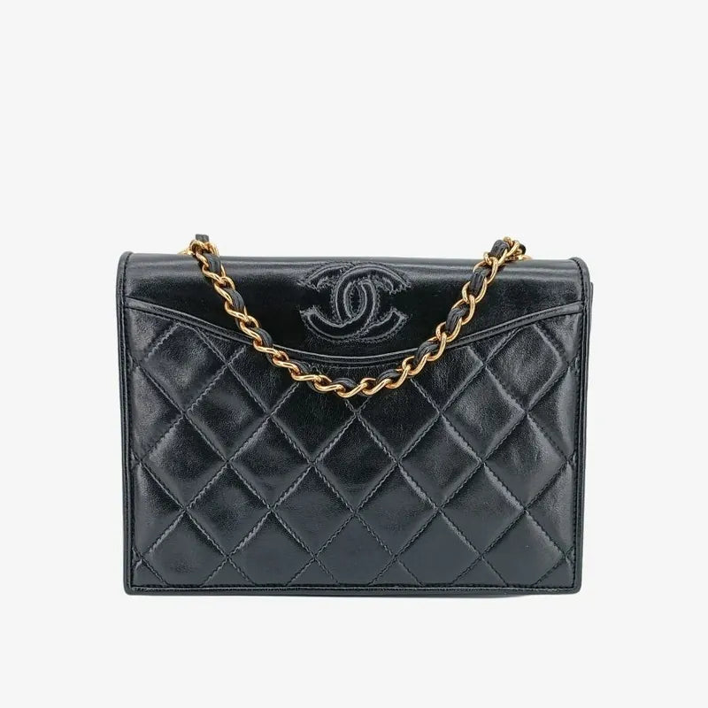 js913-chanel-vintage-black-lambskin-quilted-flap-bag