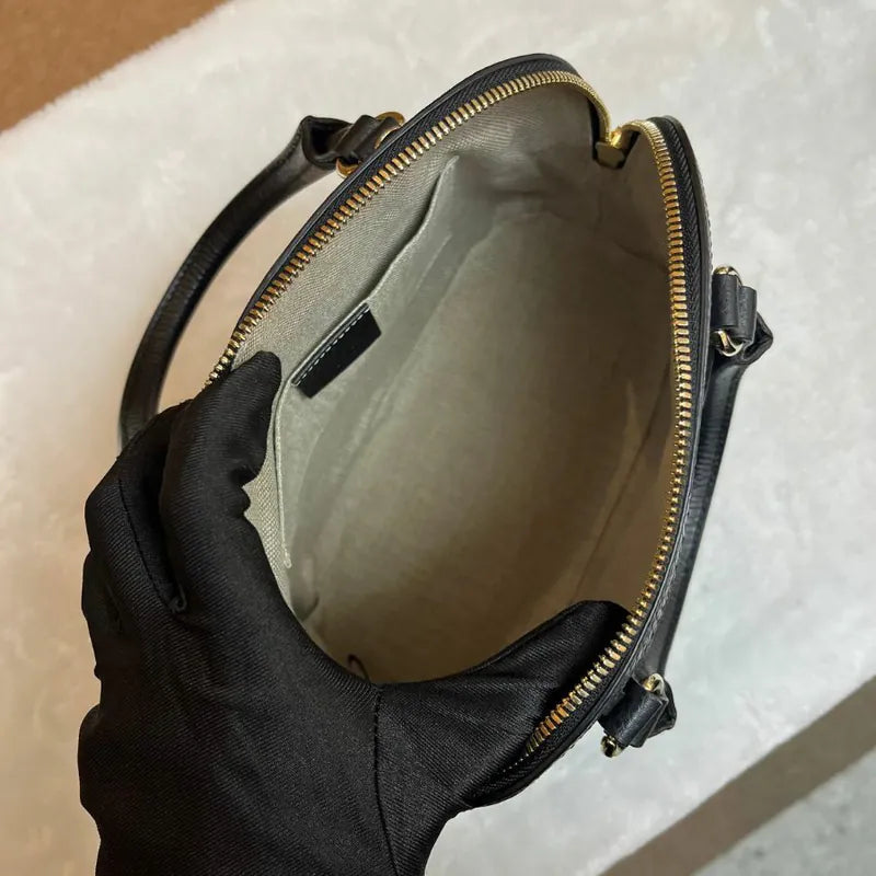 jw726-gucci-dome-black-leather-handbag
