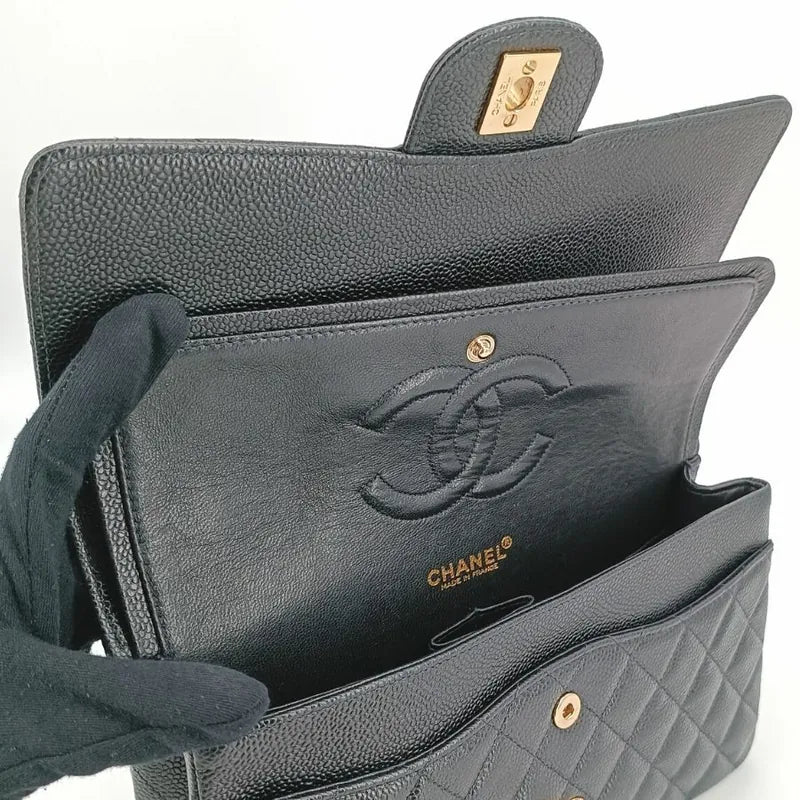 c398-chanel-vintage-black-caviar-leather-25cm-classic-flap-bag