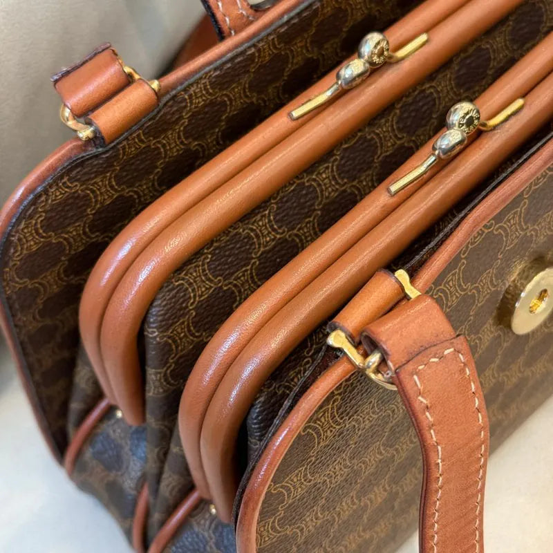 rb044-celine-vintage-brown-pvc-macadam-pattern-shoulder-bag