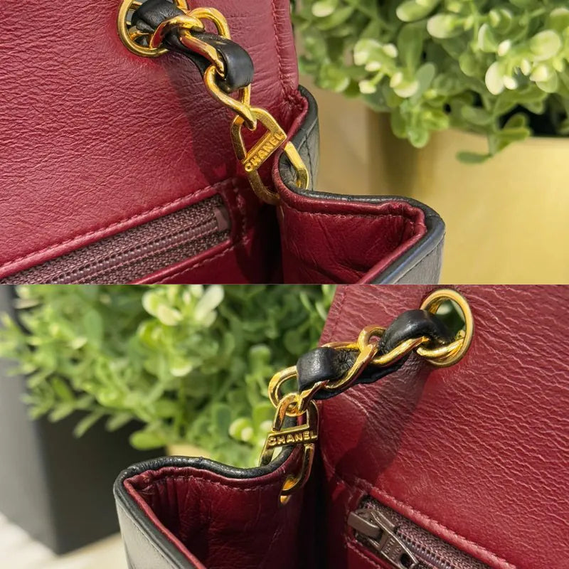 jw951-chanel-vintage-black-lambskin-horizontal-stripe-circle-turnlock-flap-bag