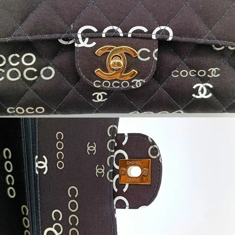 90173728-chanel-vintage-black-canvas-coco-print-flap-bag