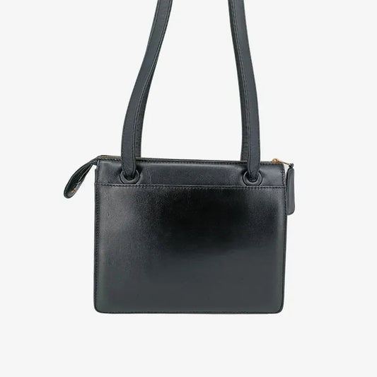 jah106-chanel-vintage-black-lambskin-embroidered-logo-tote-bag