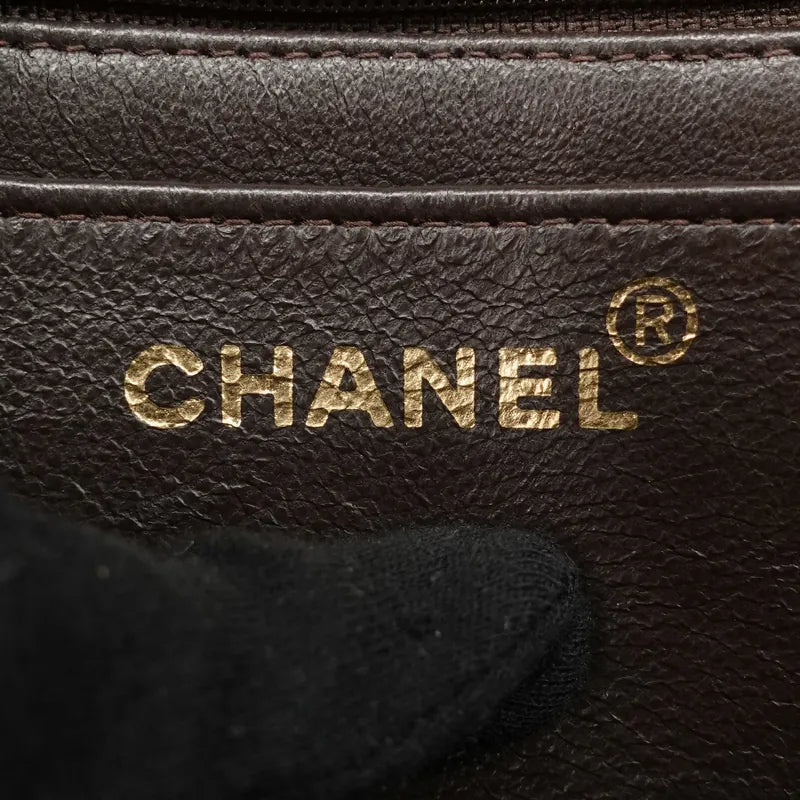 c142-chanel-vintage-brown-lambskin-qulited-handle-bag-set