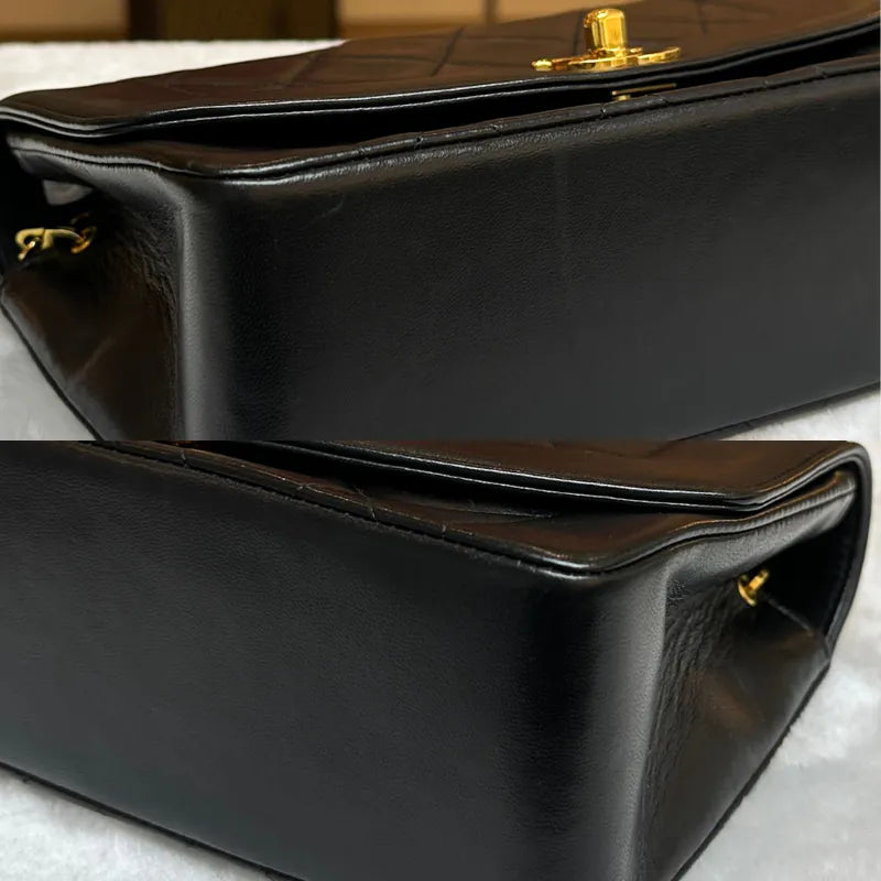 rc182-chanel-vintage-black-lambskin-22cm-diana-flap-bag