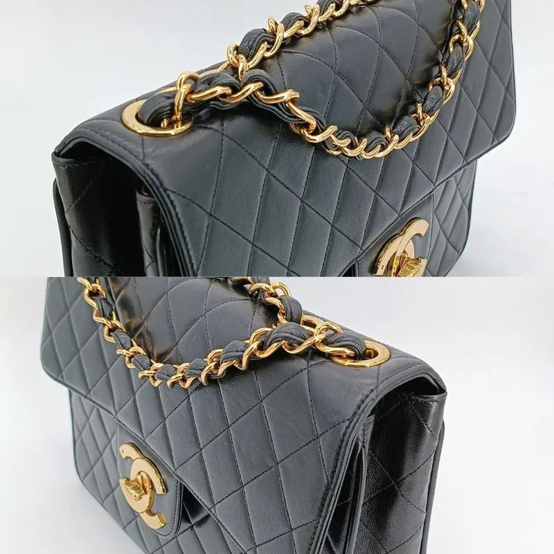 js465-chanel-vintage-black-lambskin-quilted-jumbo-flap-bag