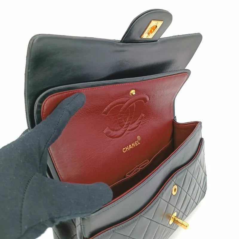 jt150-chanel-vintage-black-lambskin-25cm-classic-flap-bag