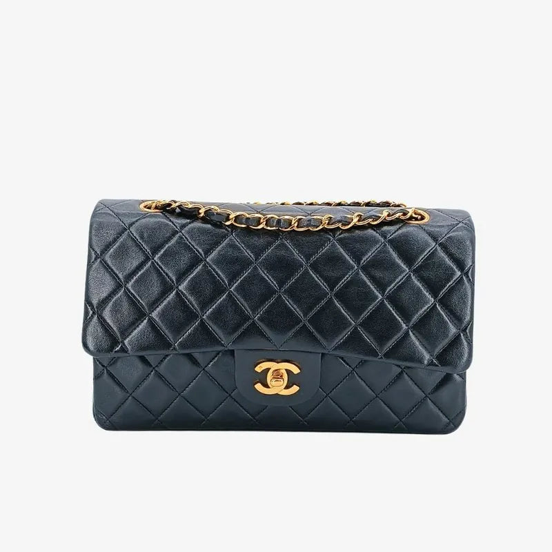 ra205-chanel-vintage-black-lambskin-25cm-classic-flap-bag