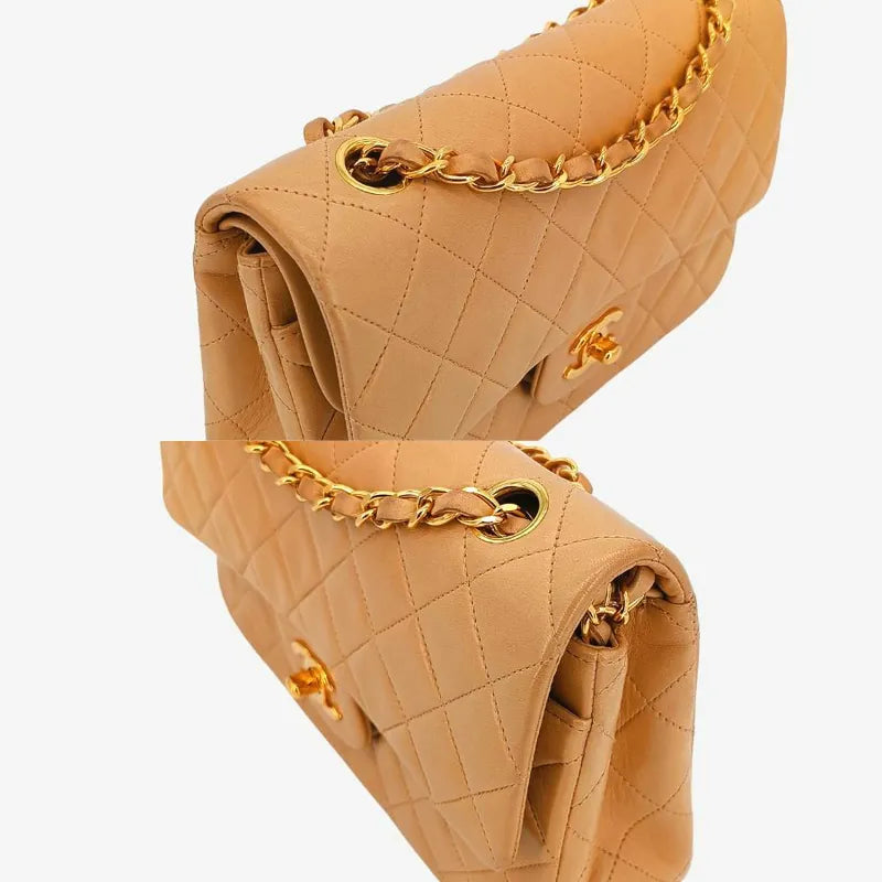js455-chanel-vintage-beige-lambskin-23cm-classic-flap-bag