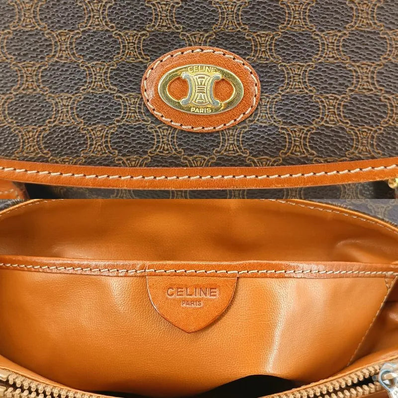 jt564-celine-brown-canvas-macadam-shoulder-bag