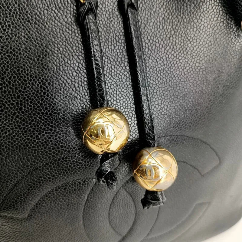 js401-chanel-vintage-black-caviar-leather-embroidered-logo-golden-ball-tote-bag