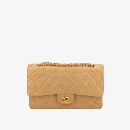 js988-chanel-vintage-beige-lambskin-25cm-classic-flap-bag