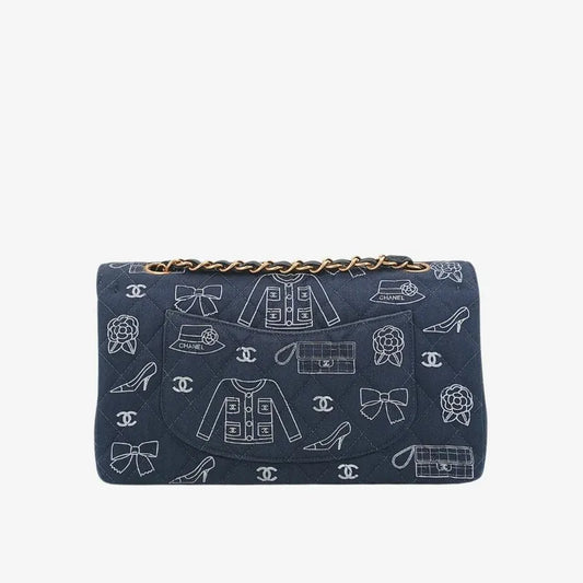 sh002-chanel-vintage-navy-canvas-icon-print-classic-double-flap-bag