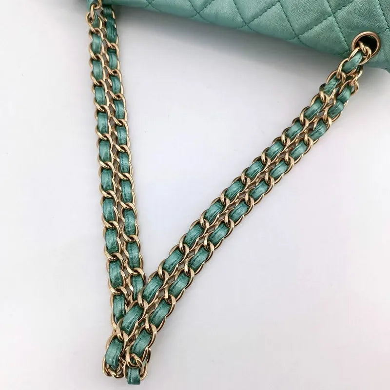 ra595-chanel-vintage-green-lambskin-crystal-embellished-flap-bag