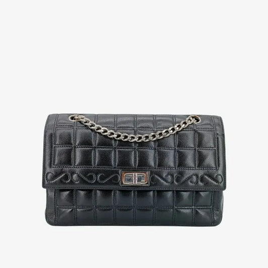 js662-chanel-vintage-black-lambskin-checked-255-flap-bag