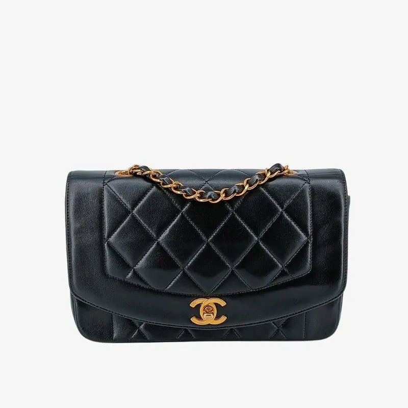 ra027-chanel-vintage-black-lambskin-22cm-diana-flap-bag