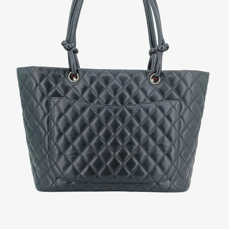 jah136-chanel-vintage-black-calfskin-cambon-tote-bag