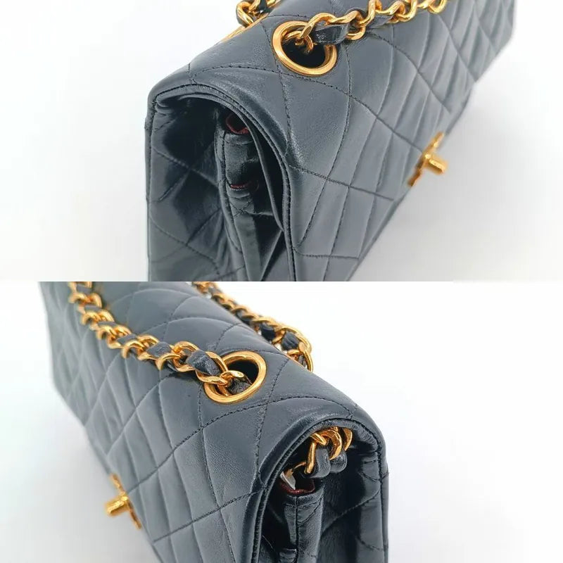 jt067-chanel-vintage-black-lambskin-23cm-classic-flap-bag