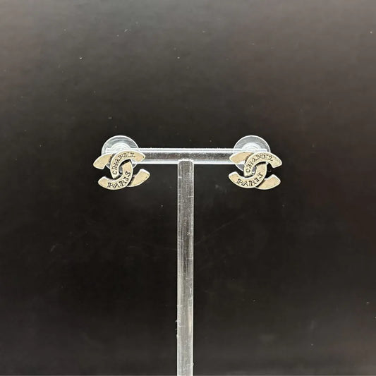 RE606 - CHANEL Vintage CC Silver Piercing Earrings