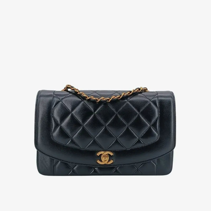 jt436-chanel-vintage-black-lambskin-25cm-diana-flap-bag