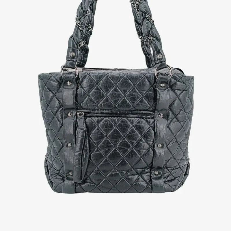ra660-chanel-vintage-black-calfskin-lady-braid-tote-bag