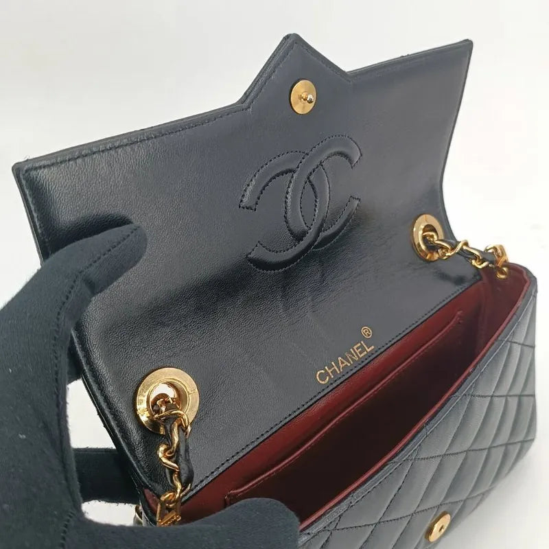 jt186-chanel-vintage-black-lambskin-crystal-embellished-pointed-flap-bag