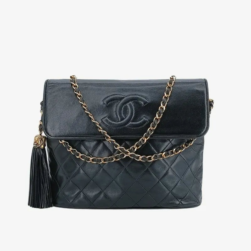 jah124-chanel-vintage-black-lambskin-quilted-flap-bag