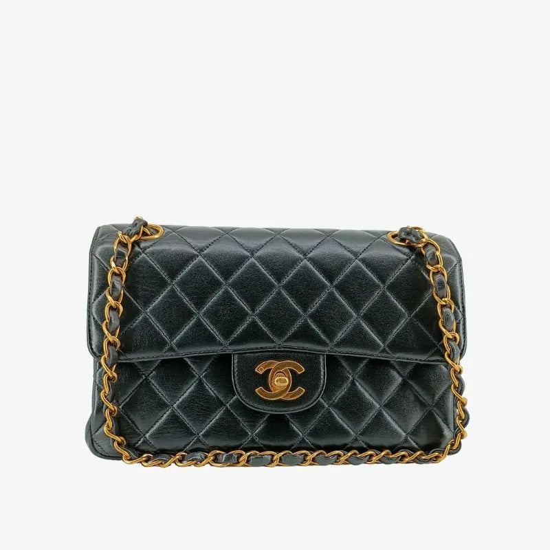 js536-chanel-vintage-black-lambskin-23cm-double-side-flap-bag