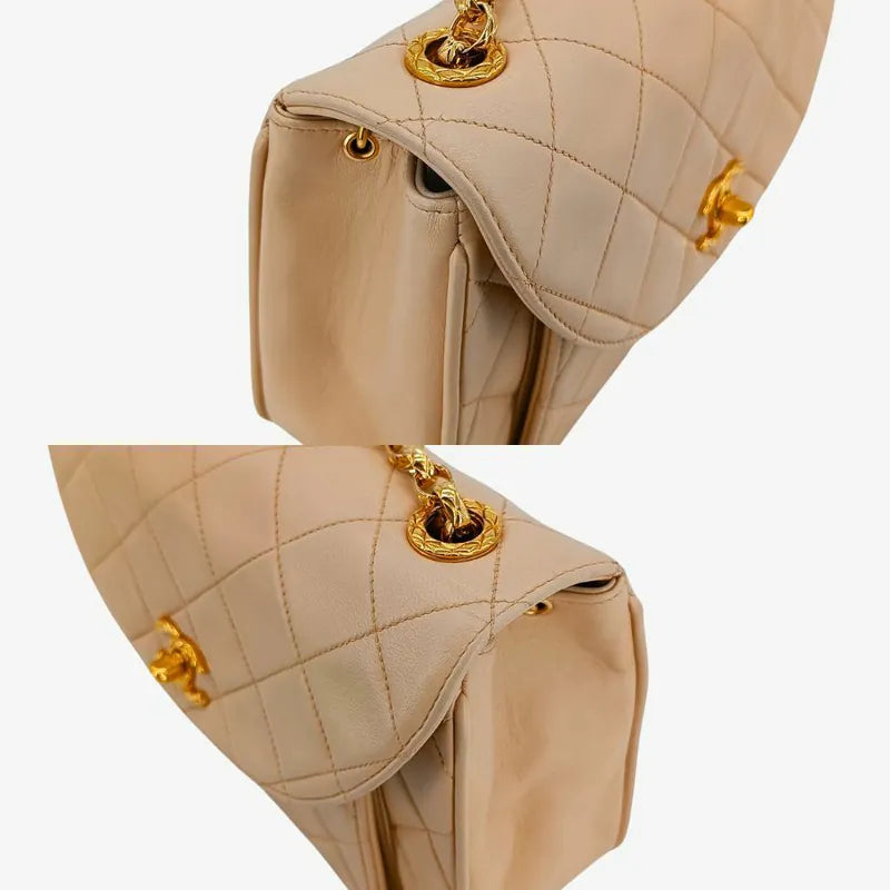 ra822-chanel-vintage-beige-lambskin-gold-chain-flap-bag