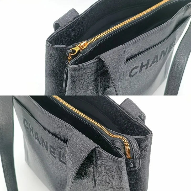 jt044-chanel-vintage-black-caviar-leather-embroidered-logo-tote-bag