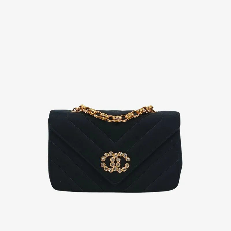 jt719-chanel-vintage-black-satin-chevron-gold-chain-flap-bag