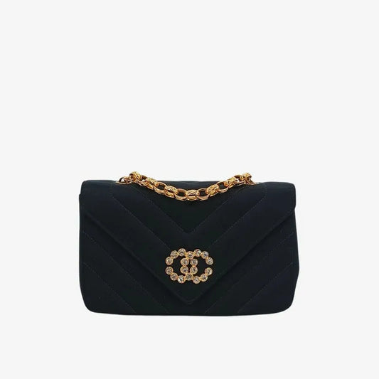 jt719-chanel-vintage-black-satin-chevron-gold-chain-flap-bag