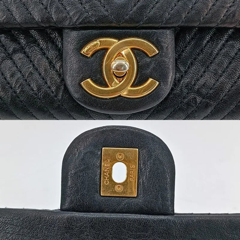 c486-chanel-vintage-black-calfskin-chevron-flap-bag