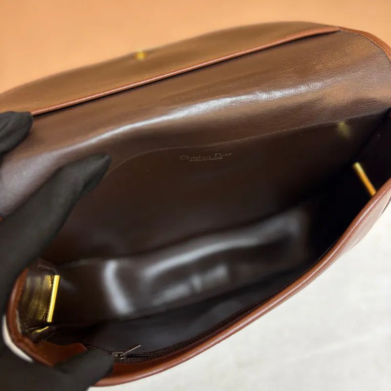 jx647-christian-dior-vintage-brown-leather-shoulder-bag