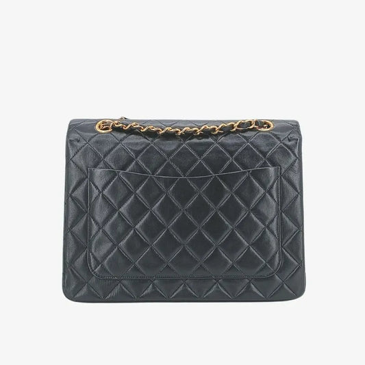 ra374-chanel-vintage-black-lambskin-25cm-flap-bag