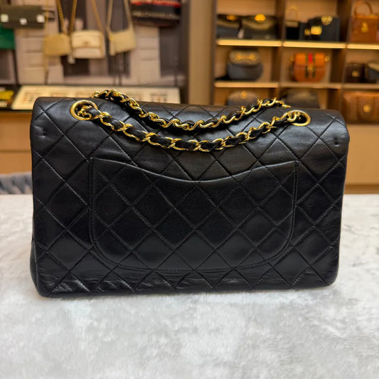 jw872-chanel-vintage-black-lambskin-25cm-classic-flap-bag