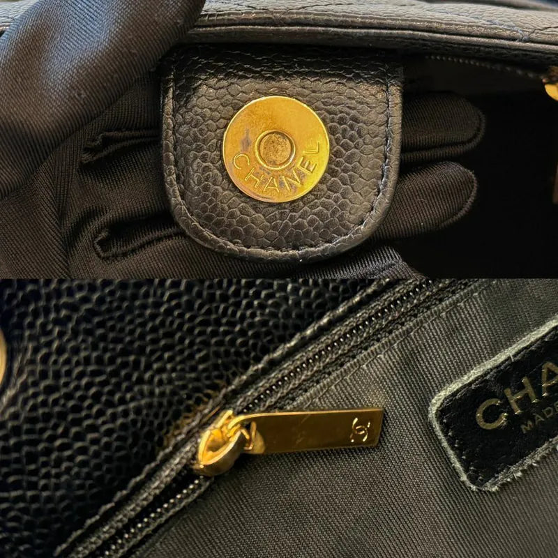 jw388-chanel-vintage-black-caviar-leather-embossed-logo-pst-tote-bag