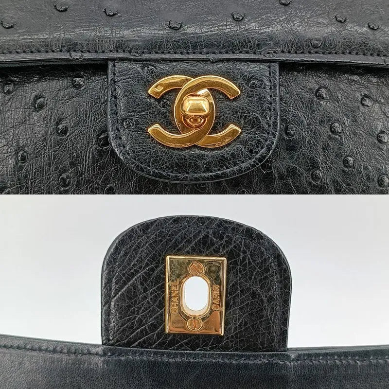 sh020-chanel-vintage-black-ostrichskin-23cm-classic-flap-bag