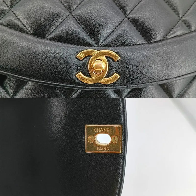 js681-chanel-vintage-black-lambskin-22cm-diana-flap-bag
