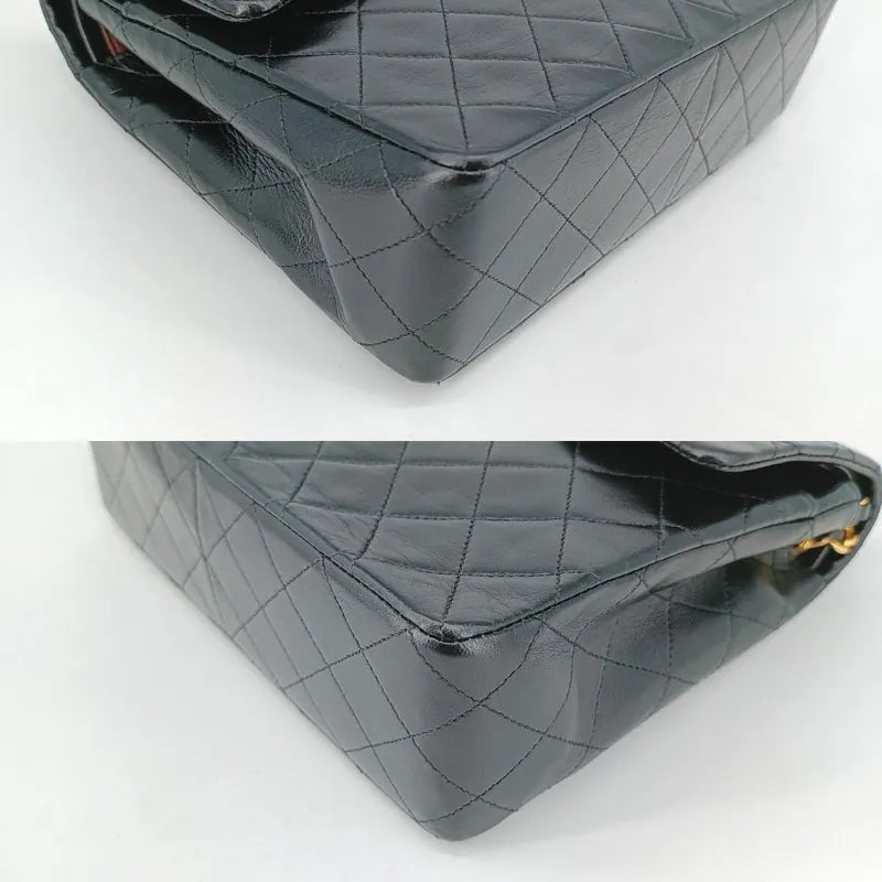 js698-chanel-vintage-black-lambskin-25cm-flap-bag