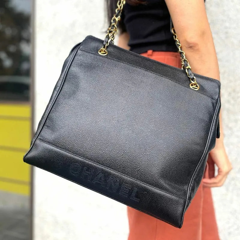 c367-chanel-vintage-black-caviar-leather-embroidered-logo-tote-bag
